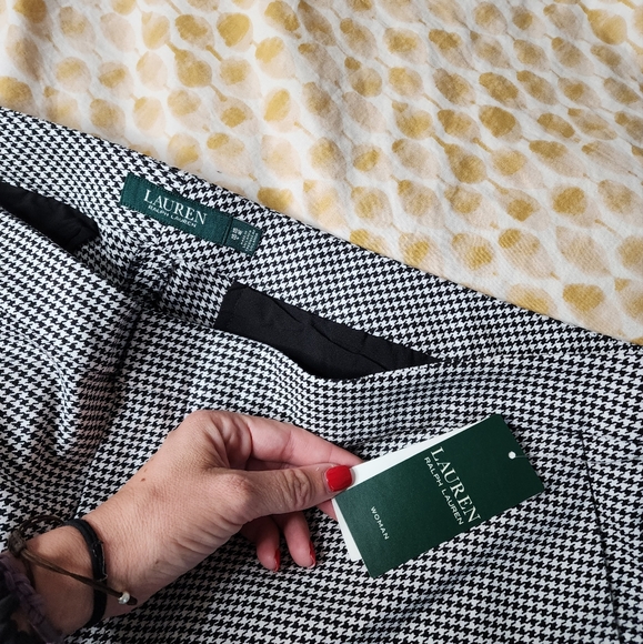 NWT Lauren Ralph Lauren Houndstooth Mid Rise Cropped Pants Black Womens Size 18W - Picture 7 of 14